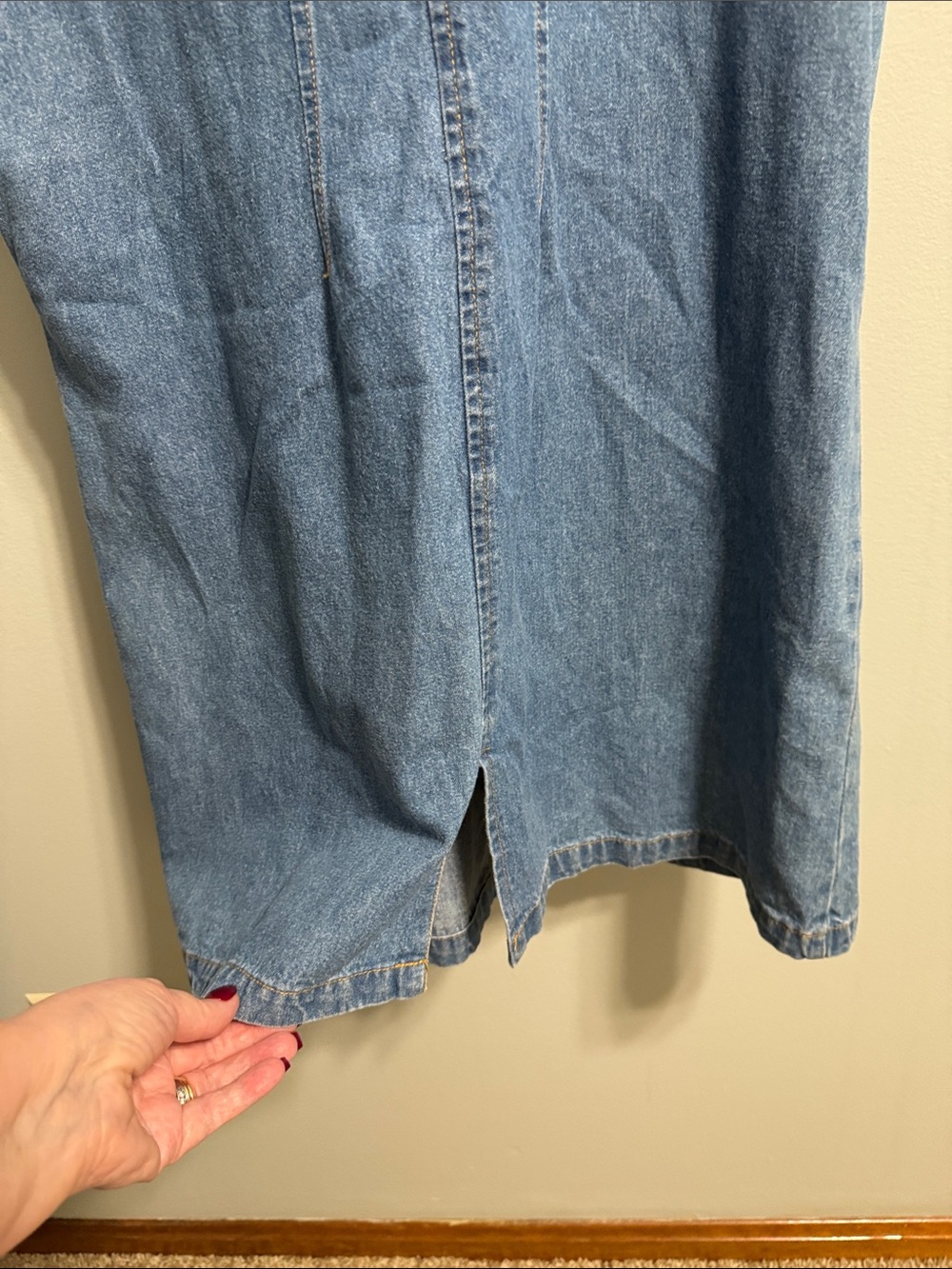 Denim Sleeveless Dress in Light Blue - Picture 6 of 7